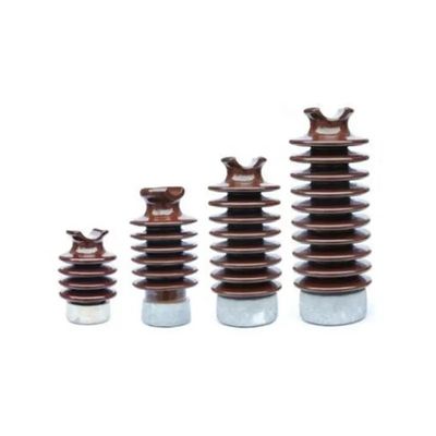 Brown Power Pole Insulators Ceramic Porcelain Pin Insulator For Pole Line
